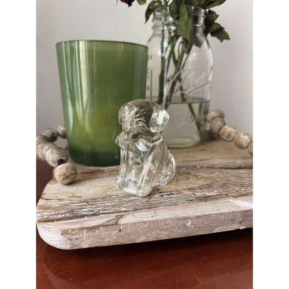 Vintage Hollow Sad Glass Dog Candy Container 1940's Refillable - Picture 4 of 8